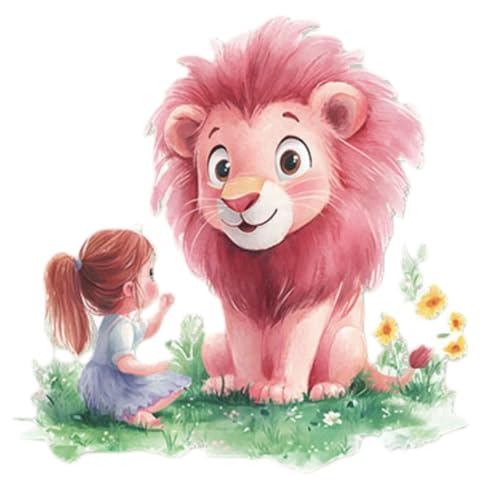 Vinilo Decorativo Removible León Rosa para Niños