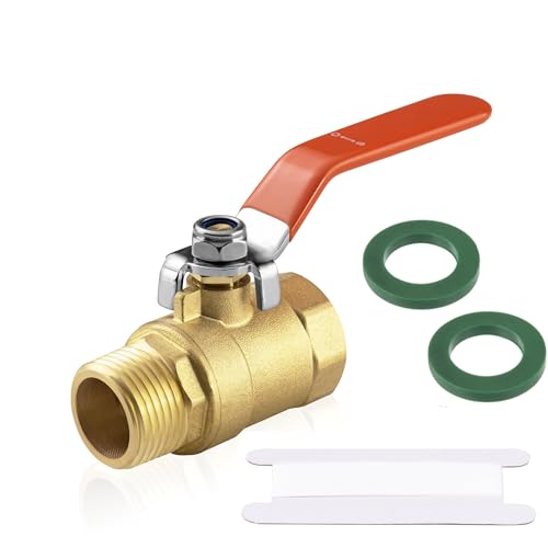 Brass Garden Hose Shut Off Valve Ball Valve Hose Bibb Valve 3/4 GHTâ€Female x 3/4â€ NPT Male Garden Hose to Pipe Fittings Connector with Shut Off Valve Long Handle 1/4-Turn Valve