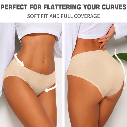 Image of Eiggam Women's Cotton Bikini Panties,High-Cut Full Coverage Stretch Cool Underwear for Women