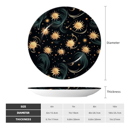 Assiette décorative murale soleil en porcelaine avec support - 3