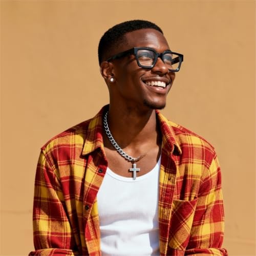 Image of Cyxus 99% Oversized Blue Light Blocking Glasses Women Men Chunky Rectangle Chic Preppy Frame Computer 8143