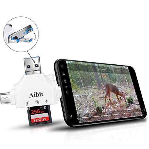 Aibit Trail Camera Viewer Game Camera Viewer to View Hunting Photos Videos or Any Wildlife Game Cam for iPhone iPad Android Phone Tablets PC Laptop with 4 in 1 Port(White)
