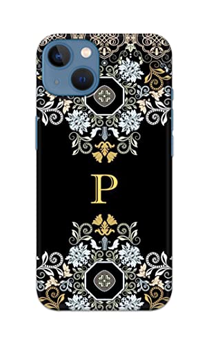 Image of Printed Hard Back Cover Case for Apple iPhone 13 Back Cover (Alphabet P) -1803