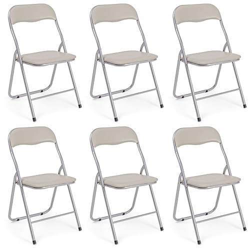 Totò Piccinni SEDIE Pieghevoli comode di Alta qualità in Metallo, Imbottite in Ecopelle Resistenti salvaspazio (Tortora, 6)