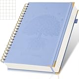 Graph Paper Notebook, 8.5” x 5.5” Graphing Notebook, 300 Pages, Large A5 Hardcover Grid Notebook Journal, Graph Paper Spiral Notebook with Thick Paper, Pockets for School and Office Supplies, Blue