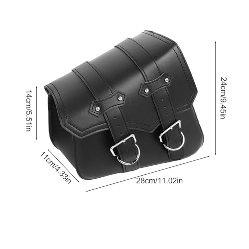Alforjas de motocicleta de cuero sintético negro, 2 piezas de gran capacidad, impermeables, con correas ajustables, bolsas rígidas para herramientas deportivas universales miniatura 6