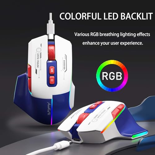Image of Wireless Gaming Mouse，Rechargeable Mouse with 3 Adjustable DPI up to 1600, 7 Programmable Keys, RGB Breathing Lights, Compatible with Laptop, Chromebook, PC, Desktop, Mac, Notebook(Blue)