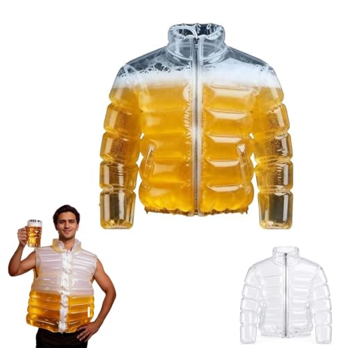 Veste à bière pour fêtes et festivals modèle transparent portable avec paille intégrée