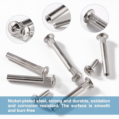 VooGenzek 30 PCS Φ5mm Connecting Bolts With M4 Screws, Furniture Fastener Binding Screws, Nickel Cupboard Joining Bolts - Image 3