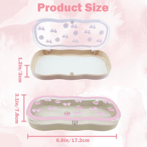 Image of 6 Pcs Glasses Case Hard Shell Clear Eyeglass Case for Women,Pink Bow Clear Eyeglass Case,Cute Durable Plastic Glasses Holder with Magnetic Closure