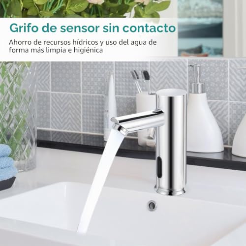 Miniatura 2 de Gugxiom Touchless Bathroom Faucet, Grifo Automático Con Sensor Grifo De Latón 1 Agujero, Grifo Para Bathrooms Kitchens Toilets