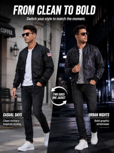 GEEK LIGHTING Bomber Jacket Men Lightweight Windbreaker Jacket Casual Stylish Mens Zip Up Coat Fall Spring Outdoor Pilot Flight Jacket - image 5