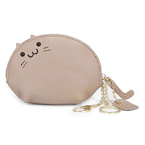ZOUTACHENG Coin Purse Ladies Leather Change Wallet Coin Pouch Key Bag with Key Chain Charming Lovely Design Cat Shape Coin Purse Mini Coin Purse (Color : Size : 14x10x4cm) (Gray 14x10x4cm)