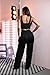 PRIVIMIX Women 2 Piece Outfits Sexy See Through Backless Top Ruffle Wide Leg Palazzo Pants Sheer Mesh Trousers Set