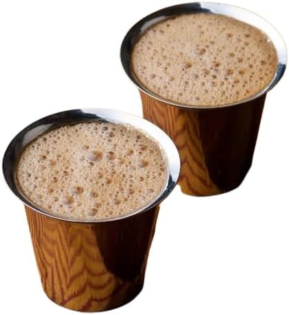 Generic South Indian Coffee Brass Tumbler Cup Set 150 ML Pure Brass Kappi Set of 2, mediam, Gold