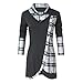 Produktbild Hanomes Damen Shirt,Damen Mode Kariert Patchwork Pullover Asymmetrie Casual Baumwolle Langarm Tops Frühling Herbst Damen Bluse Lose Stehkragen Sweatshirt mit Knopf T-Shirt