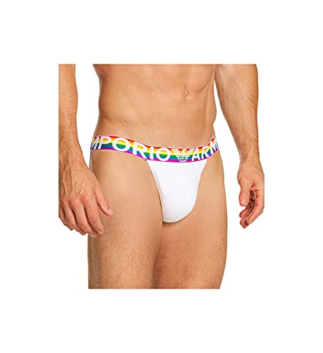 Emporio Armani mens Rainbow Jockstrap Underwear, White, Medium US