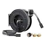 Giraffe Tools Pressure Washer Hose Reel, 4000 PSI Power Washer Hose Reel, Pressure Washer Retractable Hose Reel, Heavy Duty, Wall/Floor Mounted, Dark Silver, 75 ft