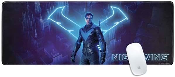 Skinit Large Gaming Mouse Pad - Officially Licensed Nightwing Design with Stitched Edges, Waterproof, Non-Slip Rubber Base, Desk Mat for Keyboard & Mouse, 31.5" x 11.8" inches