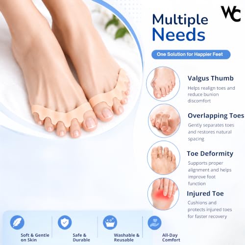 Image of WC Silicone Toe Separator for Feet|Gel Toe Corrector|Bunion Support|Beige