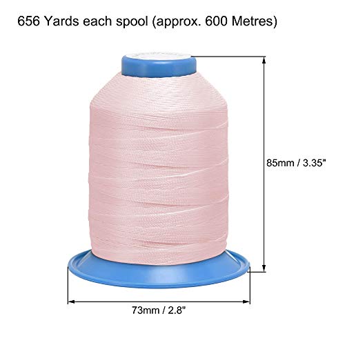 Hilo de coser poliéster 610 yardas 0.45 mm rosa claro miniatura 2