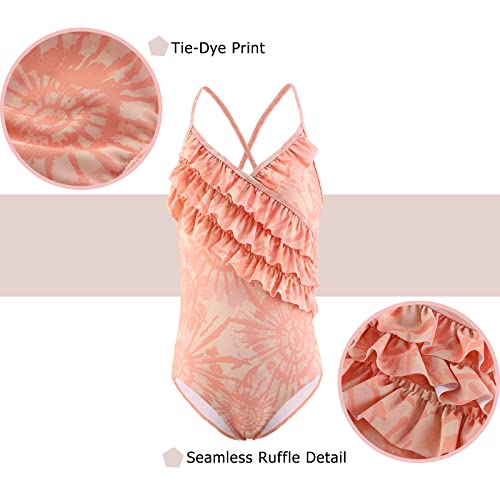 Image of Girls One Piece Swimsuits Hawaiian Ruffle Swimwear Beach Bathing Suit for Summer Vacation