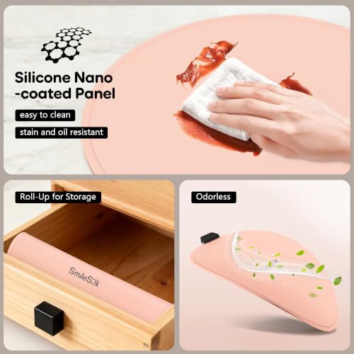 Smilesilk Portable Silicone Pizza Warming Mat - Roll Up Electric Food Heating Pad Tray, Fast Even Heating for Buffet Parties, Foldable Hot Plate Warmer for Home Kitchen Gifts (Pink) — view 3