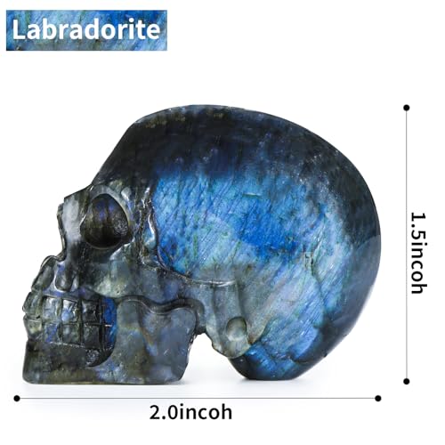 Figura calavera de cristal labradorita 1.8 pulg miniatura 3