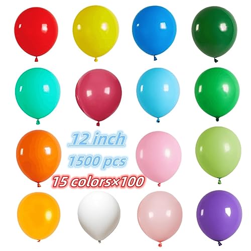 Image of 1500 Pack Balloons 15 Kinds Colors 12 inch Rainbow Latex Party Balloon Bulk for Various Party Events Decorations