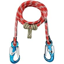 The Red-3 2-in-1 Prusik Positioning Lanyard for Climbing & Fall Protection - Static Kernmantle Rope 1/2 inch Diameter x 10 ft, 5,400 lb MBS - 2 Aluminum Safety Snap Swivels