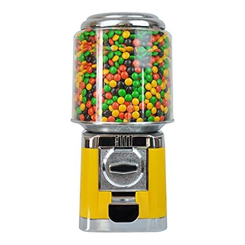 ZHFEISY Candy Dispenser 25 cents Candy Dispenser Machine Candy Machine for Kids Candy Machine Mini Vending Machine for Storing Flat Candies (Yellow) Cover