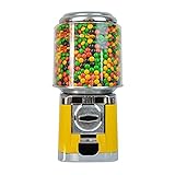 Candy Machine Automatic Gumball Machine Commercial Toy Vending Machine Bubble Gum Machine Home Vending Machine Coin Gumball Machine for Kids Accommodated 32mm Balls (Yellow)