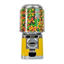 Candy Machine with Coin Slot - 25 Cent Yellow Vending Machine for Kids, Arcade, Retail Stores, Bulk Candy Dispenser, 200+ Capacity, Space-Saving Tabletop Design 7.9x7.9in