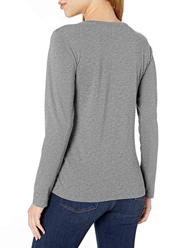 Life is Good Womens Long Sleeve Crusher Holiday Graphic V-Neck T-Shirt, Christmutt Heather Gray, Large