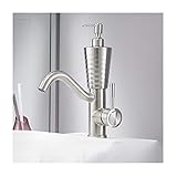 de Lavabo Creativo para baño con Agua fría y Caliente, de Acero Inoxidable 304, níquel Cepillado, Mezclador de un Solo Orificio con dispensador de jabón para Hotel, Villa y Cocina.