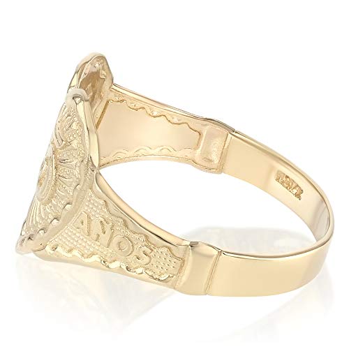 Ioka - 14K Solid Yellow Gold 15 Years Birthday with Heart Quinceanera Ring4