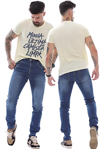 Calça Jeans Masculina Skinny Ballad Linha Premium Azul França (48)