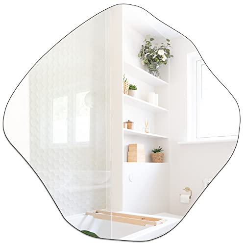 Bominica Asymmetrical Wall Mirror Frameless Irregular Accent Mirror For Living Room Entryway Bedroom, 20" X 20" #TOP17