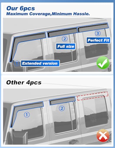 Image of 4-PCS Extra-Thick Rain Guards Fit for 2018-2026 Jeep Wrangler JL 4-Door Extra Durable Tape-on Window Rain Guard Window Deflectors Vent Shades Window Visor Vent Visors Exterior