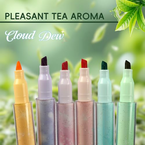 Aesthetic Highlighters 6 Pack, Low Brightness Bible Highlighters for Eye Protection, Assorted Color Highlighters with Tea Aroma, Office Supply Chisel Tip Highlighters for Organizing and Coloring — view 3