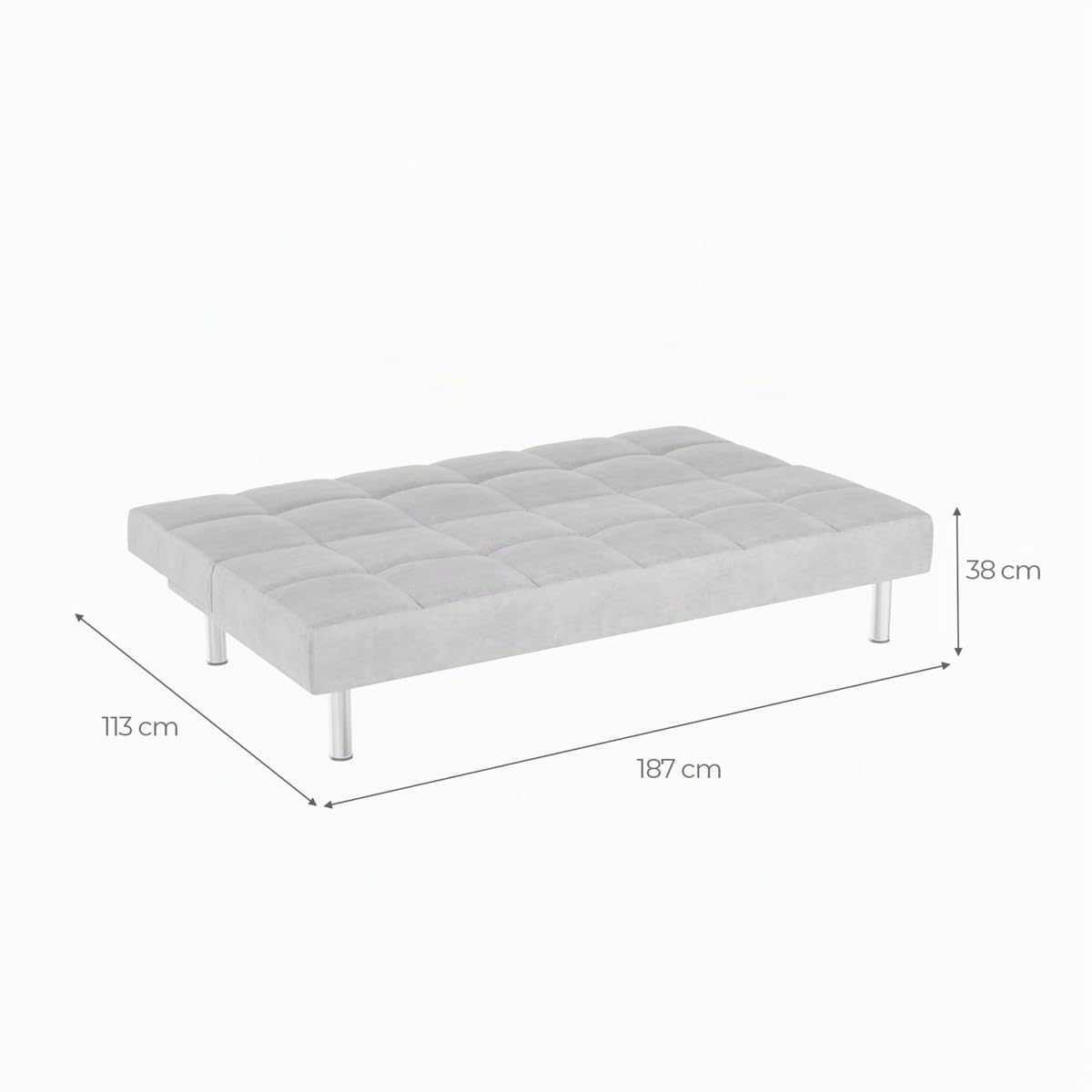 mattfy - Sofá Cama Clic Clac Tipo Libro de 3 Plazas Modelo Milos, Diseño Moderno, Práctico y Funcional, Acabado en Gris