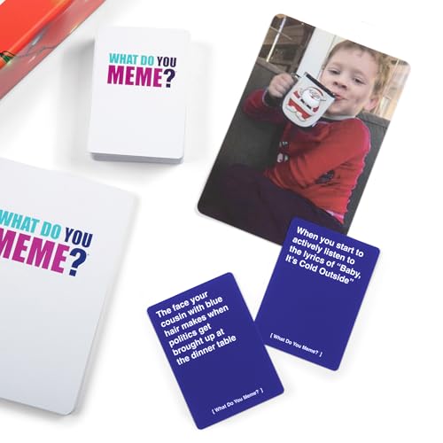 Image of What Do You Meme? Holiday Family Edition by Relatable, Holiday Games Travel Pack, Christmas Party Game, Includes 30 Photo Cards and 120 Caption Cards