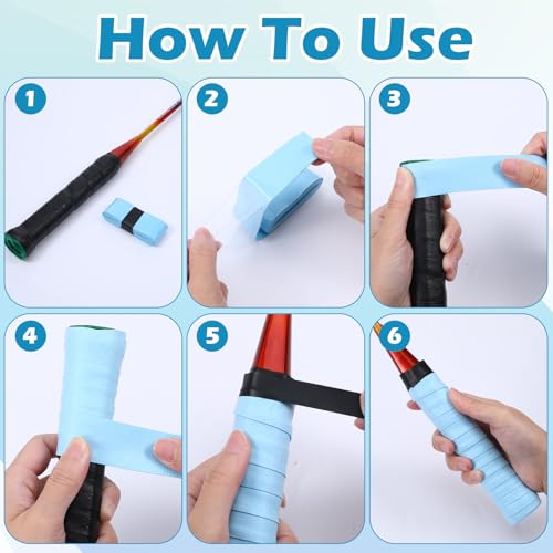 XLIUAX 10 Pack Multicolored Tennis Racket Grip Tape, Anti-Slip Tennis Grip Tape, Sweat Absorption Comfortable Handle Overgrip Grips Wrap for Badminton Pickleball