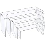 ISUSSER A set of 5 Pack transparent Acrylic Display Risers, Acrylic Display Riser Shelf Showcase for