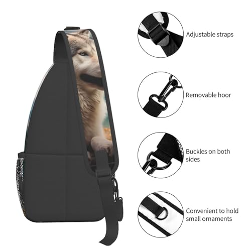 Morrales Sling Bag Negro para Senderismo y Uso Diario miniatura 4