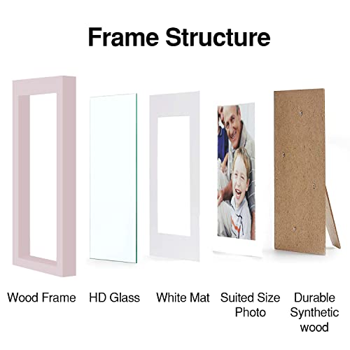 Vecelo 6X8 Picture Frames Set Of 4,8X6 Photo Frames,High Definition Non-Fragile Acrylic Glass Covers With Solid Wood Base For Table Top Display And Wall Collage,Pink #TOP3