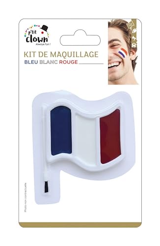 P'TIT Clown - 22387 - Kit Maquillage Bleu Blanc Rouge - Parfait pour Supporter la France Lors des Célébrations et Événements Sportifs - Facile à Utiliser