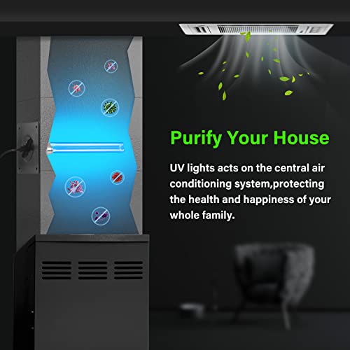 Image of COOSPIDER 18W HVAC UV Light, Air Purifier for Whole House, UVC Light in Duct for AC Duct, with 1 Spare Bulb, 253.7nm Wavelength Ozone Free 110V (CTUV-D18)