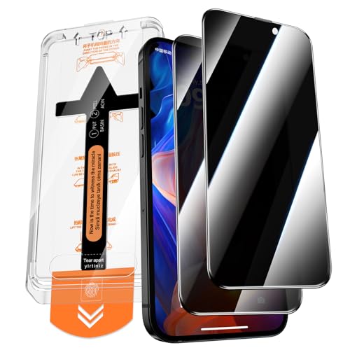 QUESPLE 2 Pezzi Privacy Pellicola Protettiva per iPhone 15 6,1 Pollici, [Installazione Automatica dell'Allineamento] Anti Spia Privacy Vetro Temperato Copertura Totale, Durezza 9H