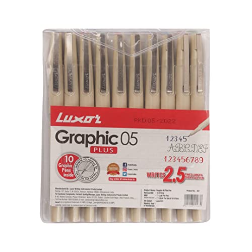 Image of Pilot V7 Liquid Ink Roller Ball Pen & Luxor Graphic Micro Pen Assorted Bopp Pouch (pack of 10 pen)